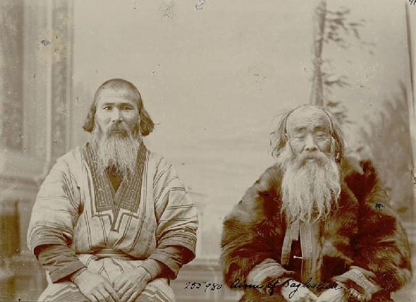 Two elderly Sakhalin Ainu men, one from the west coast and one from the east
